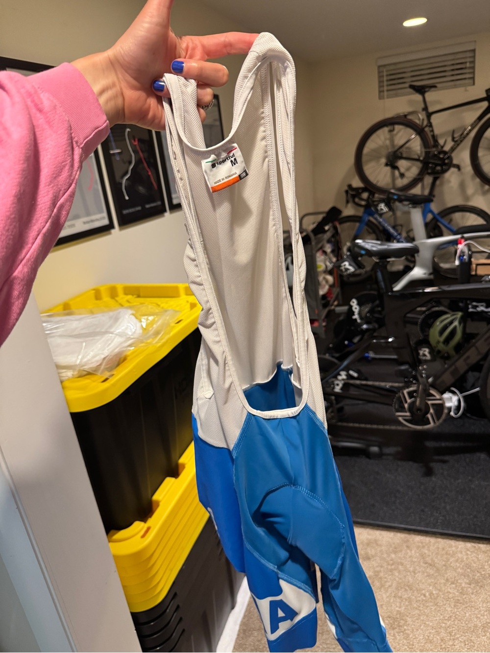 Men's Athletic Bib Shorts in Blue & White - Lightweight Performance